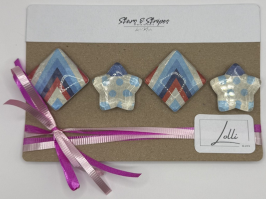 S&S - Striped Square & Blue Dotted Stars