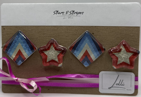 S&S - Striped Square & White Star on Red