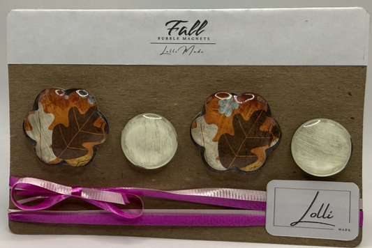Fall - White, Brown, Leaf Flower & White Round