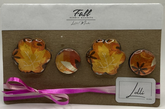 Fall - Yellow Leaf Flower & Orange, Brown, White Round